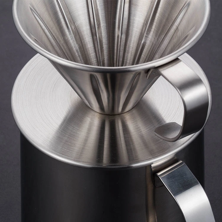 Pour Over Coffee Dripper Stainless Steel Slow Drip Coffee Filter Metal Cone Reusable Single Cup Coffee Maker