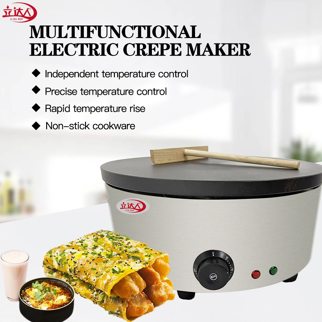 CE Approved Lida Ld-410 Griddle & Crepe Maker, Non-Stick Electric Crepe Pan Round Portable Cast Iron Crepe Maker Use for Blintzes, Eggs, Pancakes and More