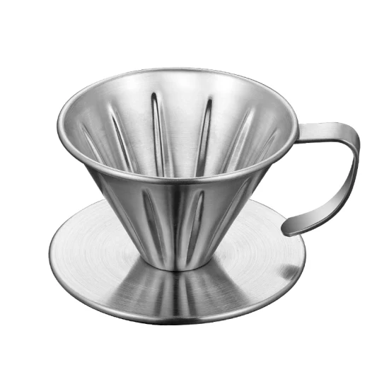 Verser sur le goutteur de café en acier inoxydable, filtre à café à goutte lente, cône métallique réutilisable, tasse unique, cafetière